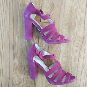 Purple high heel shoes